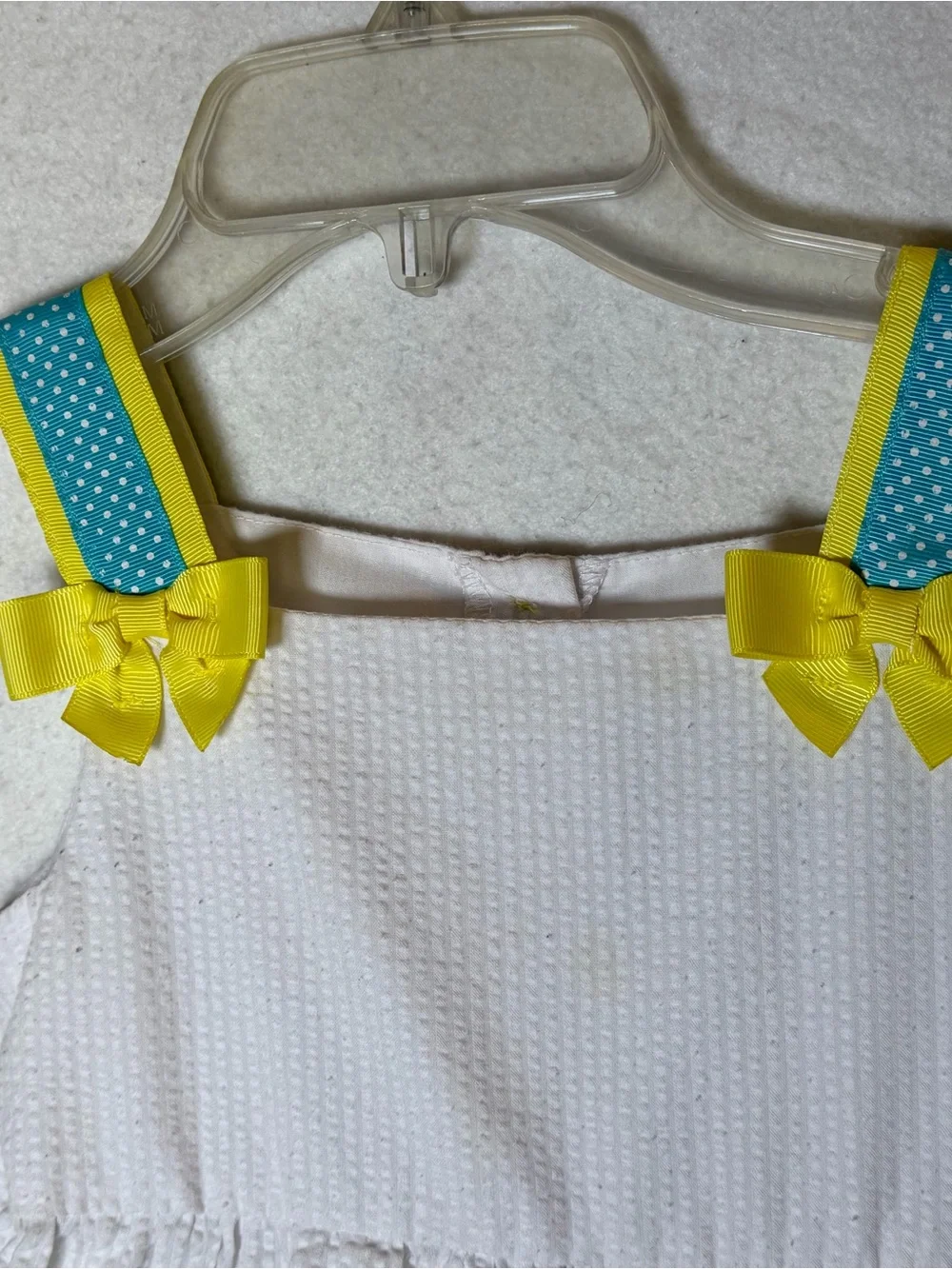 Emily Rose Girls Size S (5) Seersucker Summer Dress Beach Umbrella Applique